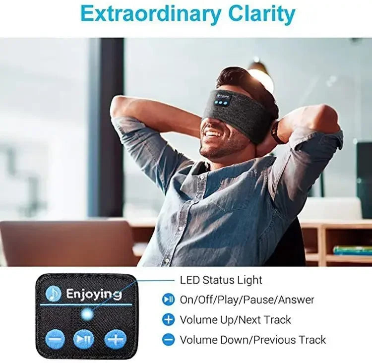 Bluetooth Sleep Headphones - Premium Soft Sports Headband for Comfortable Wireless Music & Eye Mask