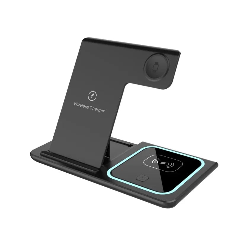 3-in-1 Wireless Charger Dock for iPhone 15-11, Apple Watch & AirPods - 15W Fast Charging